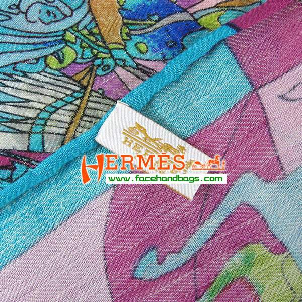 Hermes Hand-Rolled Cashmere Square Scarf Light Purple HECASS 130 x 130
